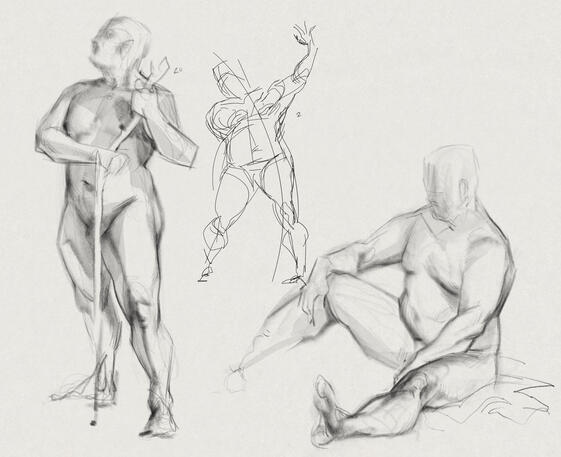 Short Pose from left to right 20 minutes, 2 minutes, 20 minutes